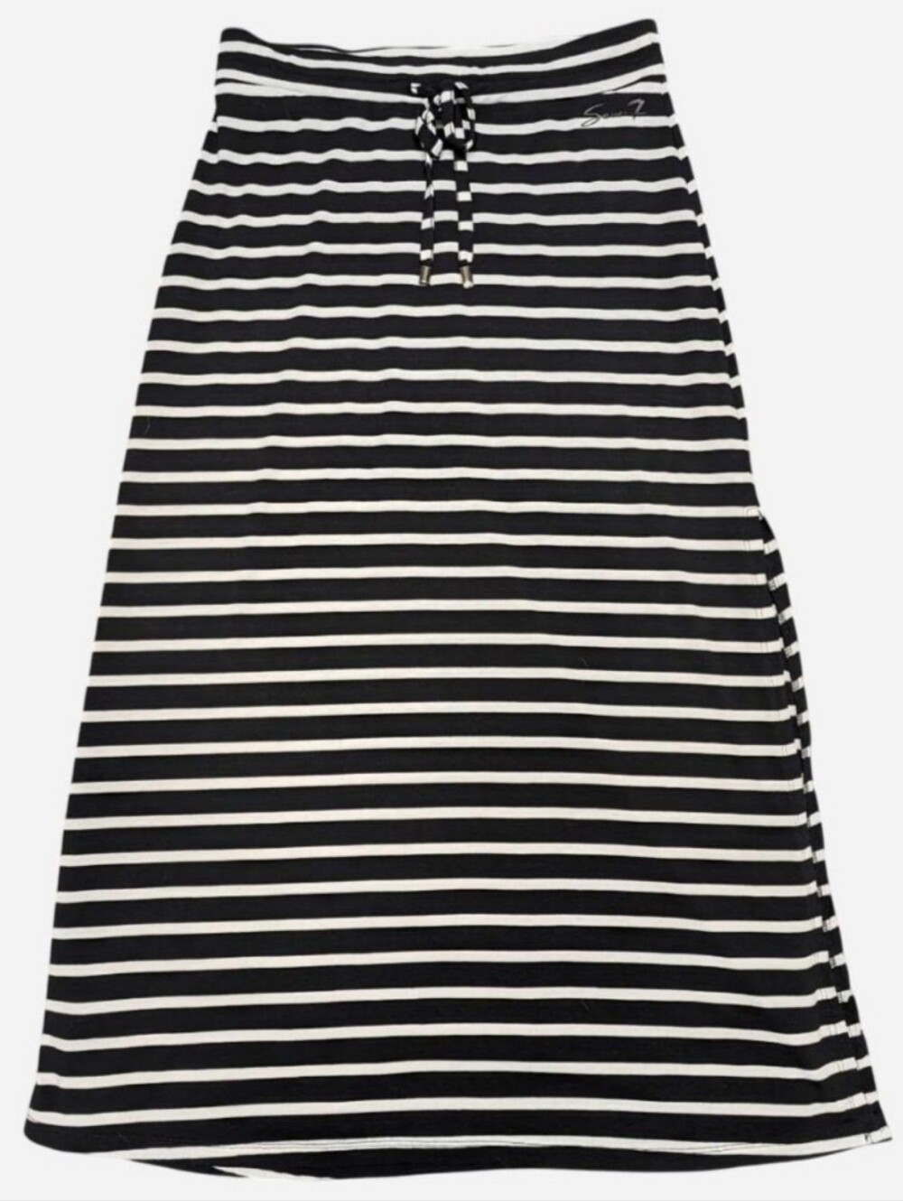 Seven7 Black & White Striped Maxi Skirt with Drawstring, Size M